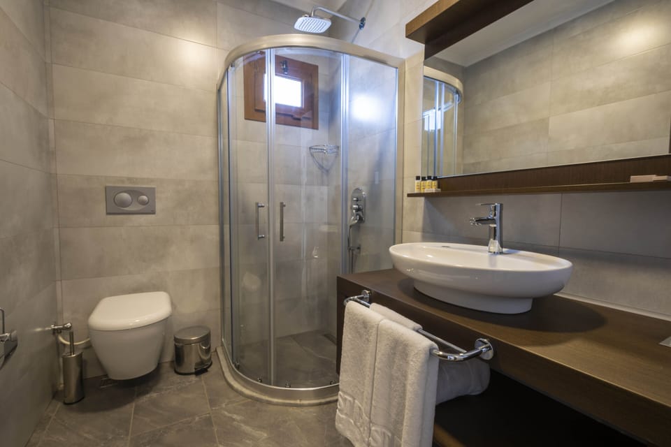 Triple Room | Bathroom | Shower, rainfall showerhead, hair dryer, towels