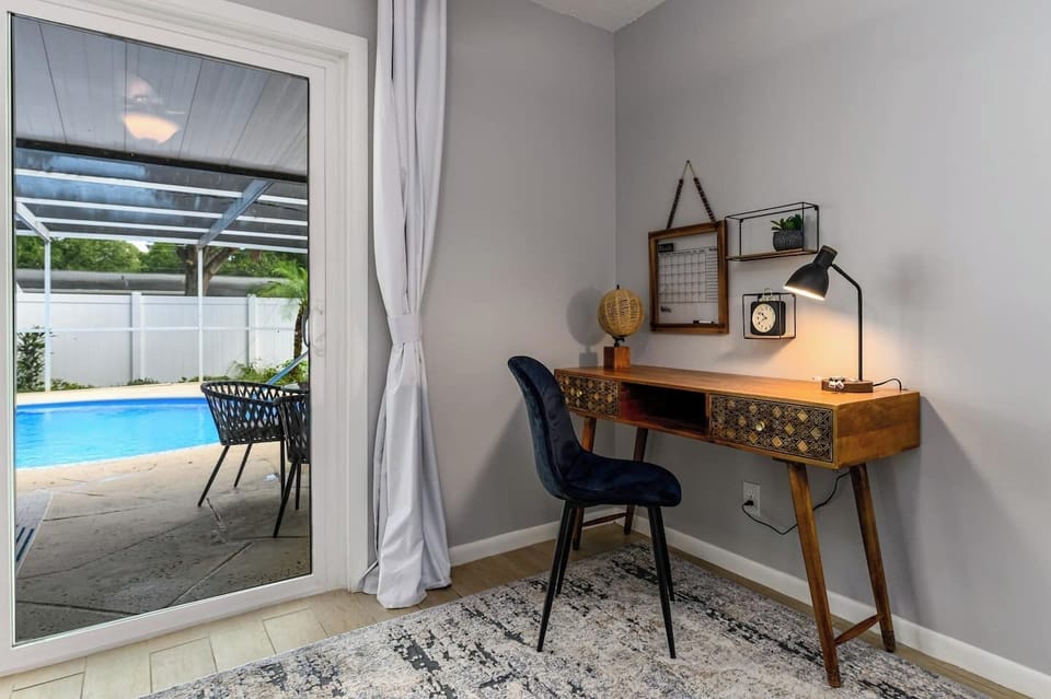 The private work area in the second bedroom.