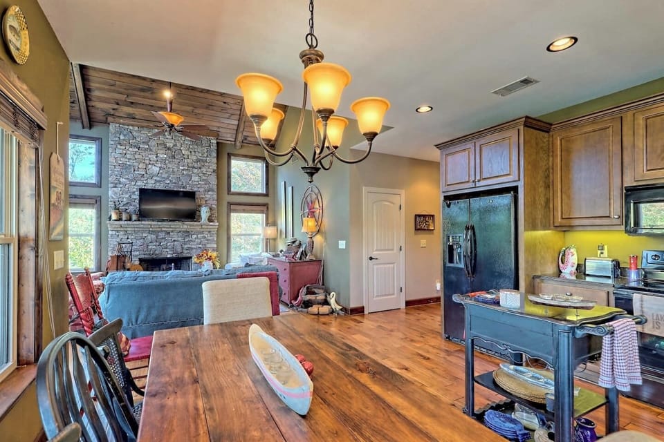 Open dining and living space
