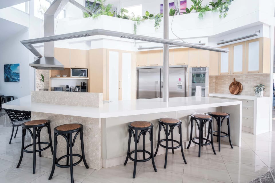 Designer kitchen with premium appliances and island seating