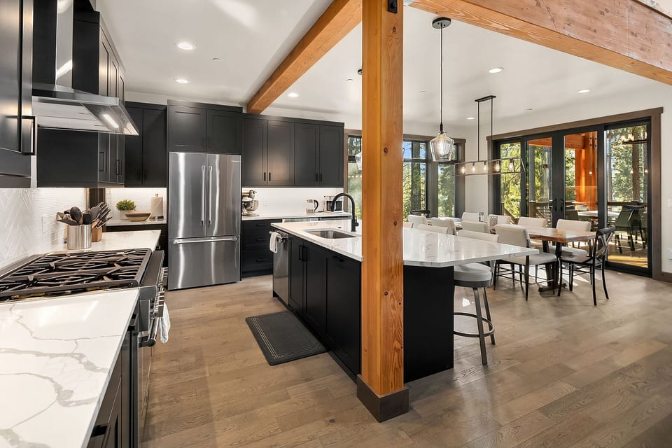 Pura Vida: - The open-concept great room was custom designed and furnished with entertaining in mind.