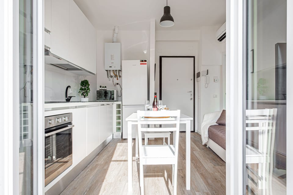 Apartment | Private kitchen | Fridge, microwave, oven, stovetop