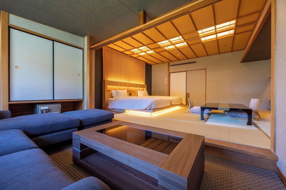 Japanese Western Style Room with 10 tatami mats, Twin Beds, River View | Down comforters, in-room safe, free WiFi, bed sheets