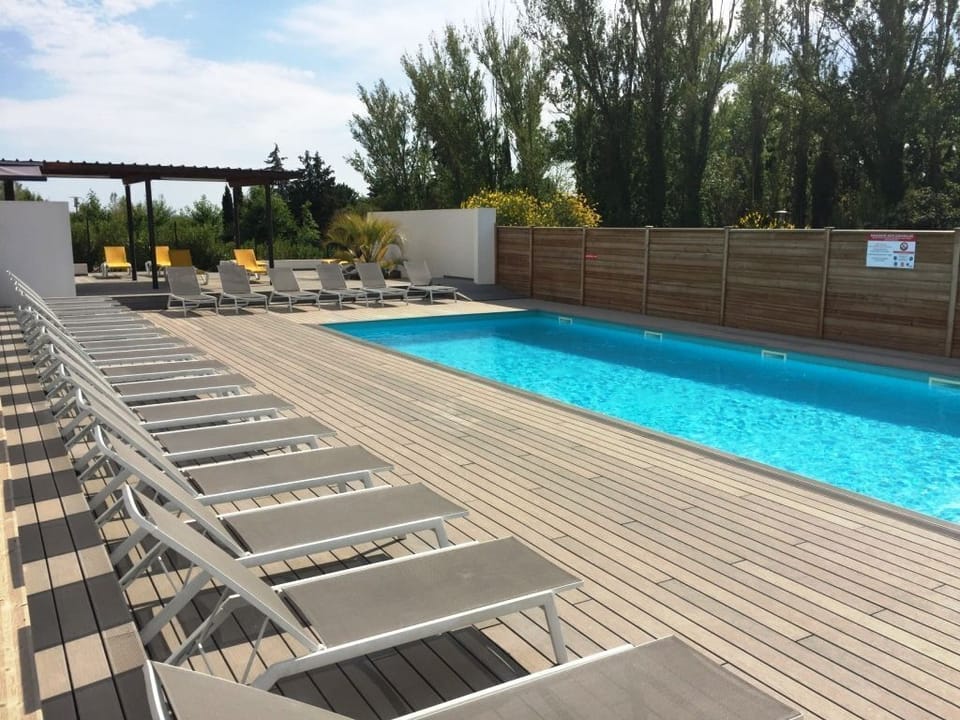 Get some sun in the outdoor pool.