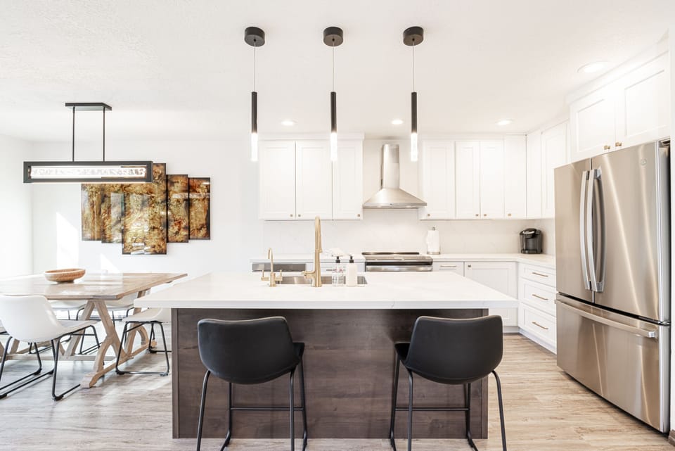 Fully Furnished Kitchen with Stainless Steel Appliances