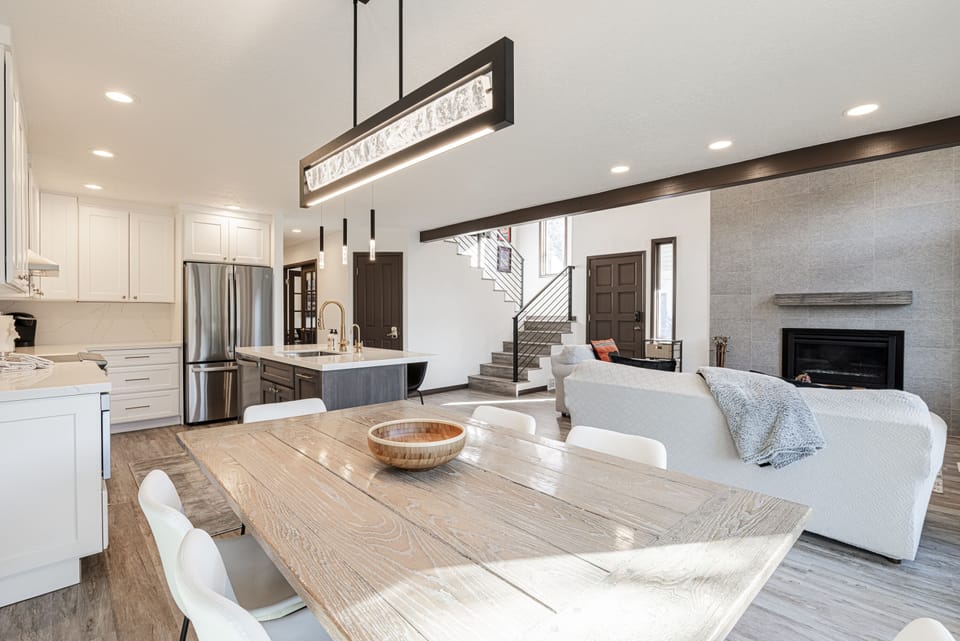 Main Level with Living Room, Dining Area, and Kitchen