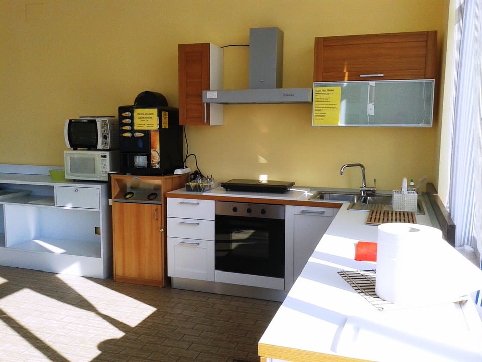 Full-size fridge, microwave