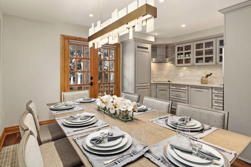 Dining room with Restoration Hardware dining table