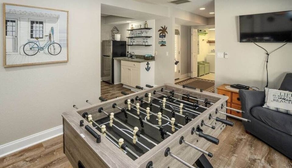 Bottom floor hang out space + laundry room