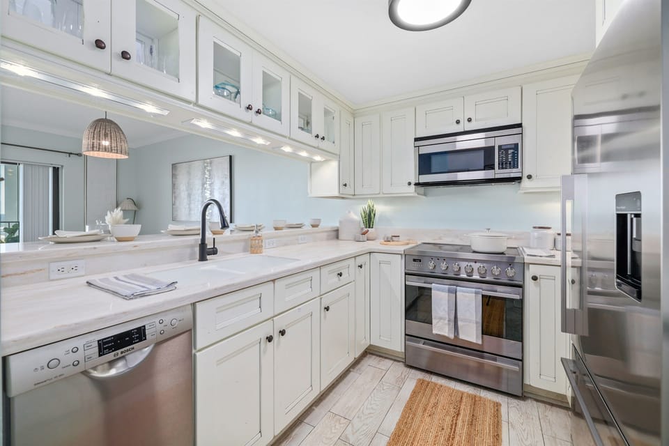 Modern kitchen with stainless appliances