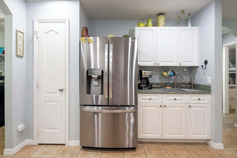 Need a caffeine boost for your morning?  You can get your supplies from the reach in pantry, fridge, or the cap boards.