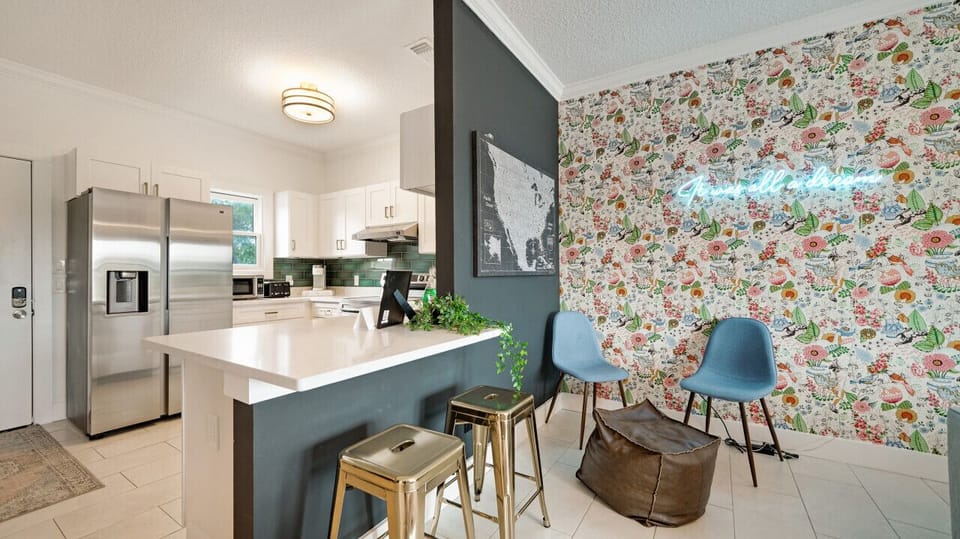Barstools for extra seating.