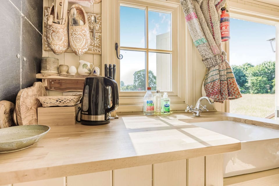 Littlestock Shepherds Hut Kitchen - StayCotswold