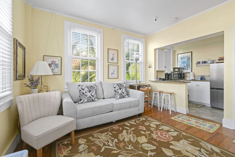 Living Area with AC. Windows, enters sunlight.