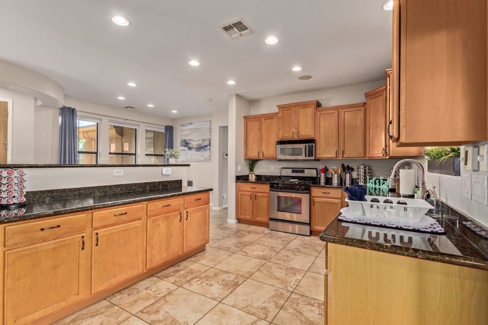 Lots of counter space to cook your meals and all stainless steel appliances. 