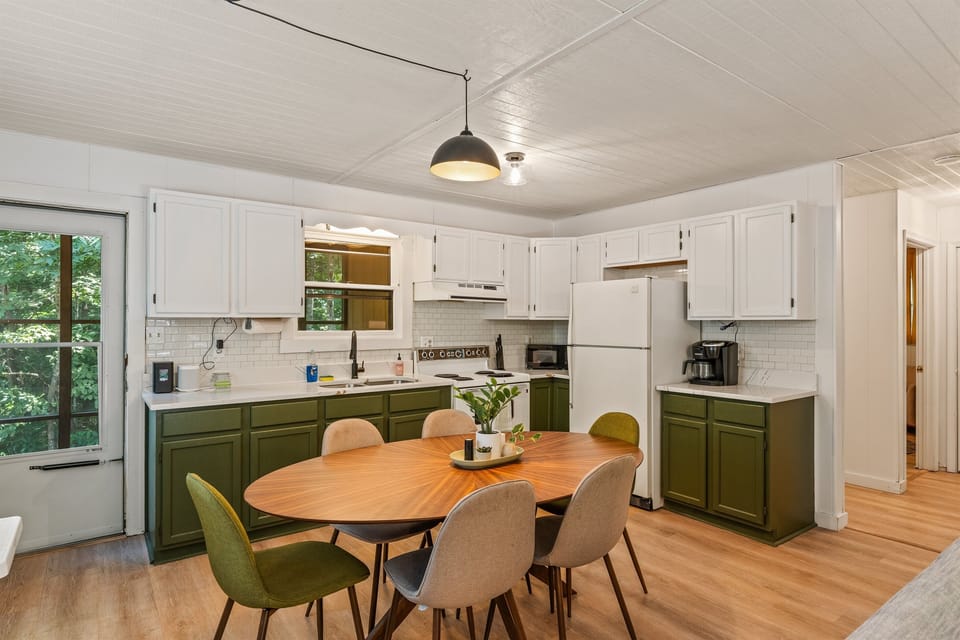Our well-stocked kitchen has been recently updated with quartz counter tops and a new sink