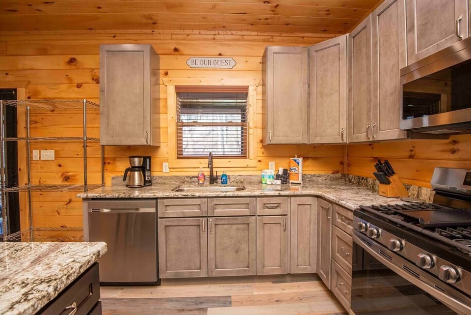 Kitchen with chef's gas stove