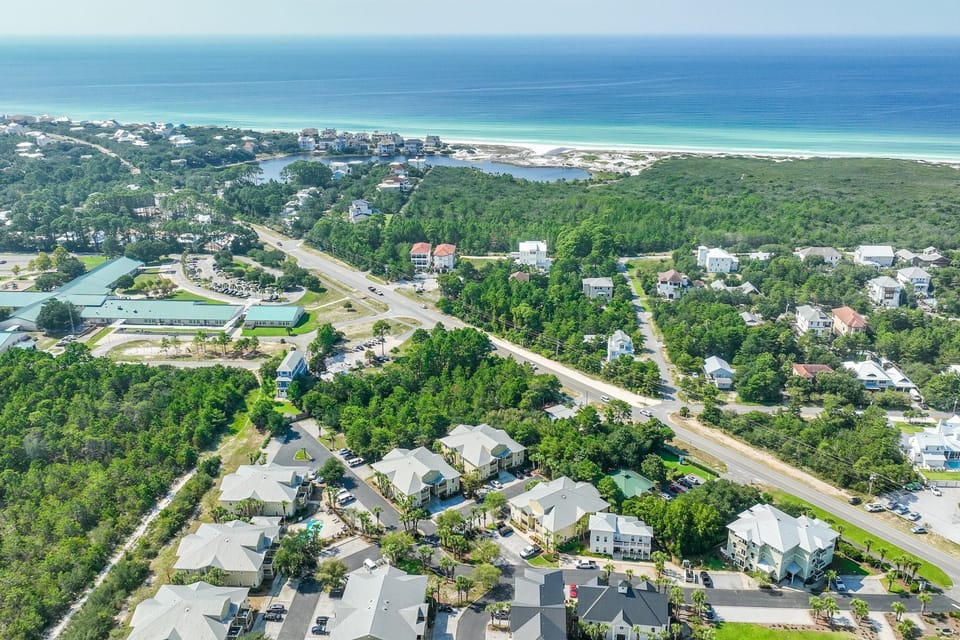 Drone View from Topsail Village facing Santa Rosa Beach and Emerald Coast