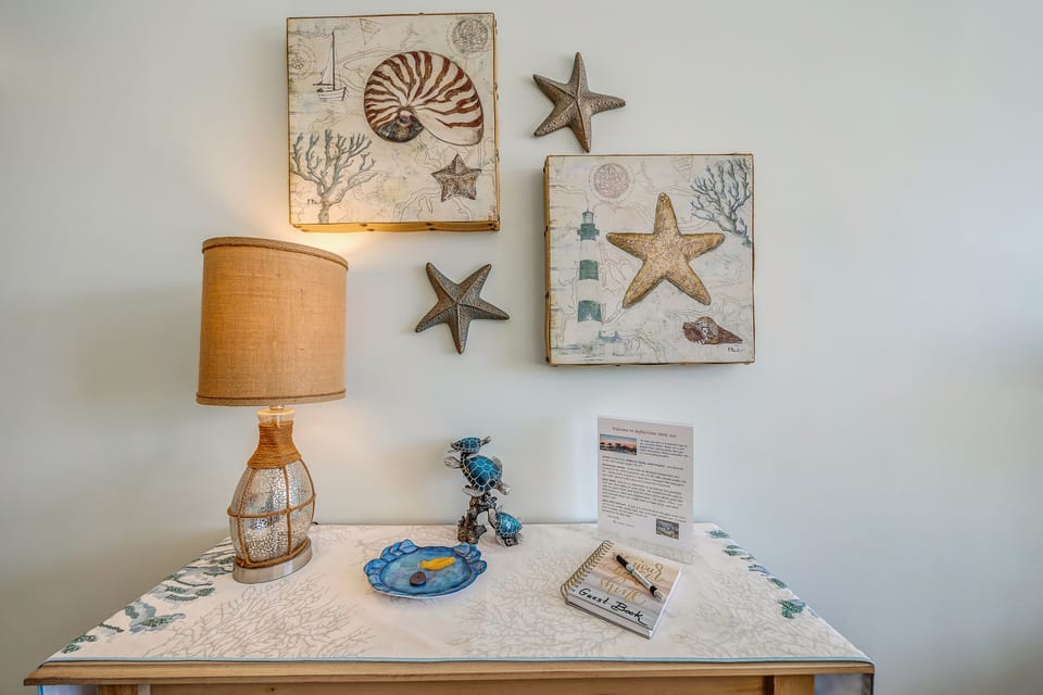 Tasteful coastal décor.