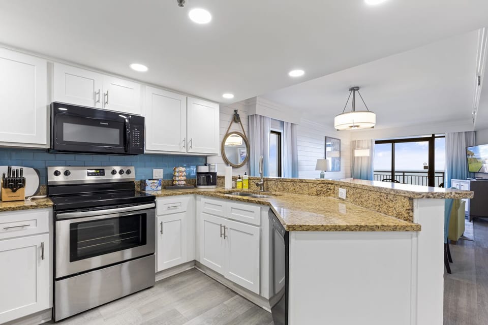 Grab a quick snack or a cook a whole meal in the fully stocked kitchen