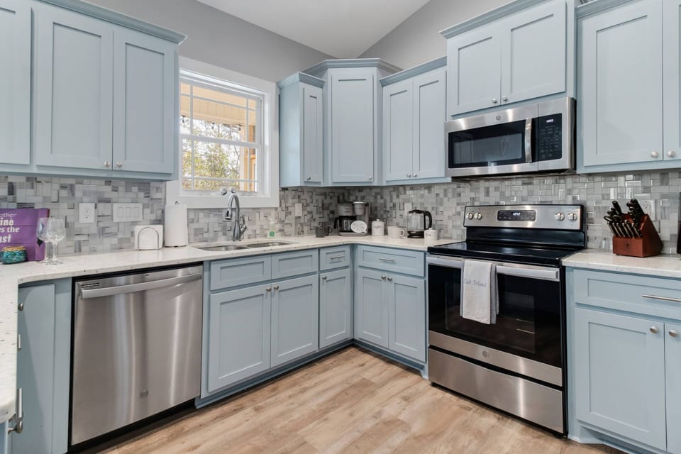 Behind the many cabinet doors await all the culinary tools to create & serve all your memorable meals.