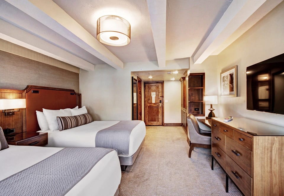 Drift to sleep in this plush bed.