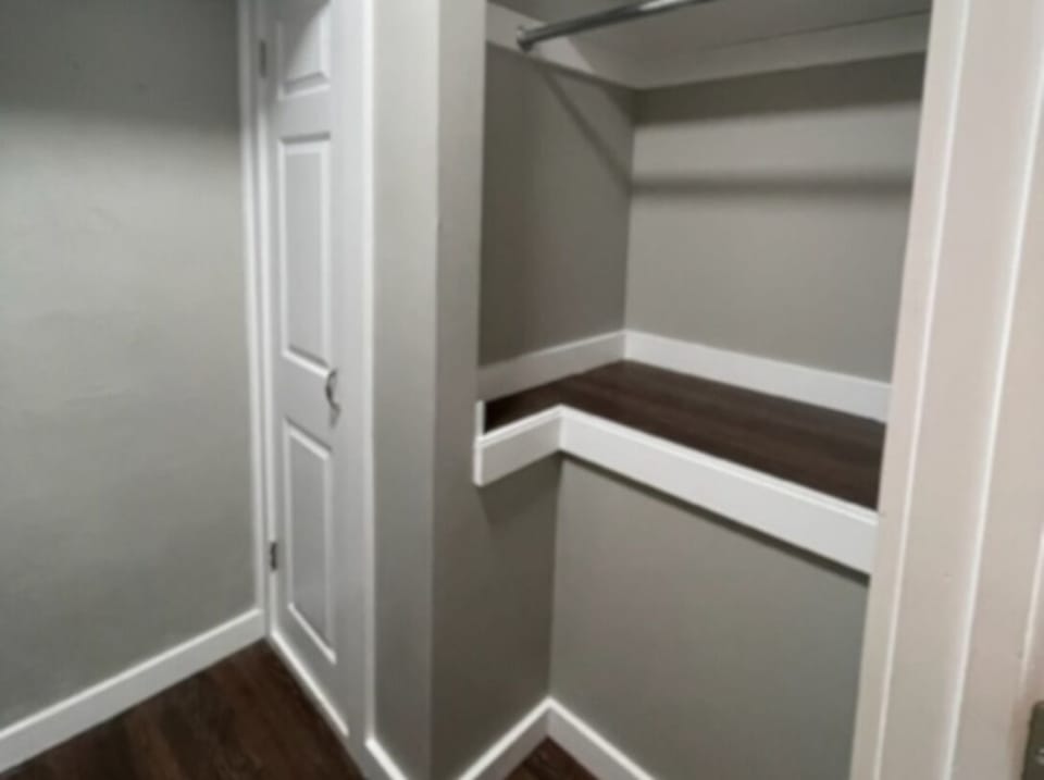 Large walk-in closet in bedroom