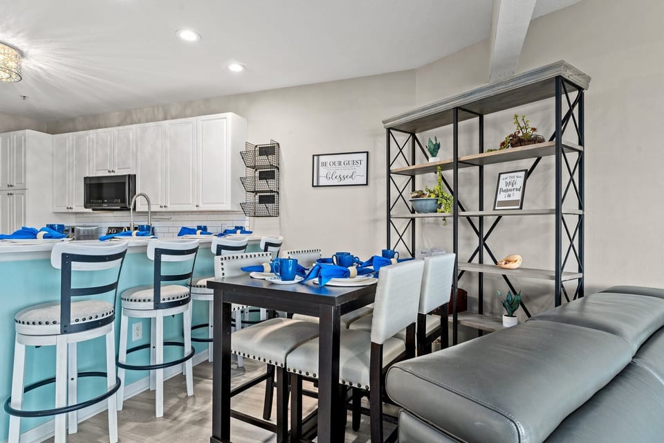 Thoughtfully created dining spaces include table and chairs for 6 and additional seating at the kitchen table for 4 so the entire crew can sit and break bread together. 