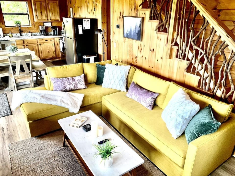 West Elm sectional sofa with a queen sleeper in the living room.