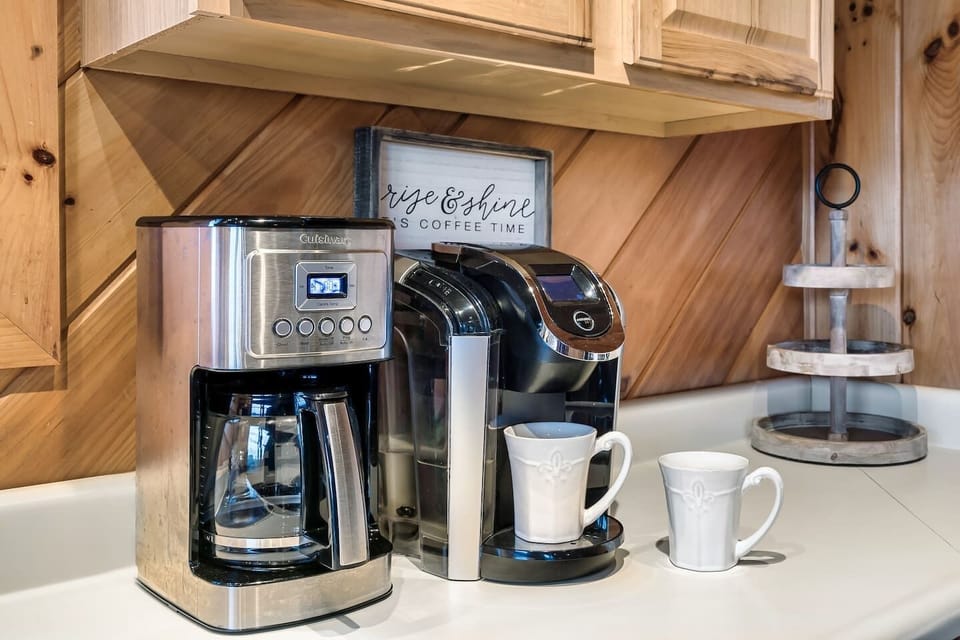 Get your morning fix! The drip coffee maker has a permanent filter or use the Keurig with your favorite coffee.