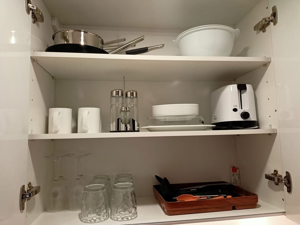 Mini-fridge, microwave, stovetop, dishwasher