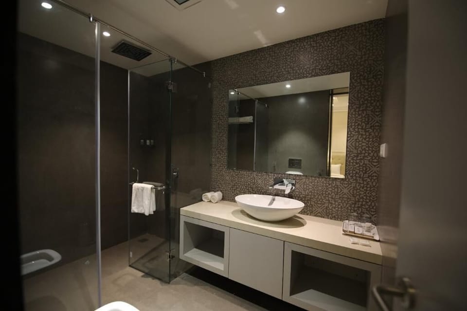 Suite | Bathroom | Shower, rainfall showerhead, free toiletries, hair dryer