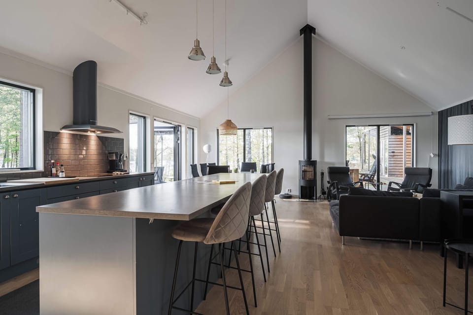 fireplace, kitchen, dining and lounge