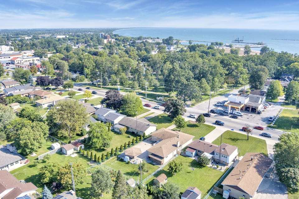 Aerial looking over Park and Lake