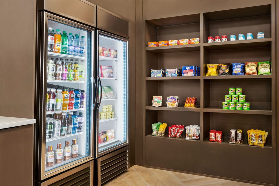On-site convenience store stocked with snacks and beverages.