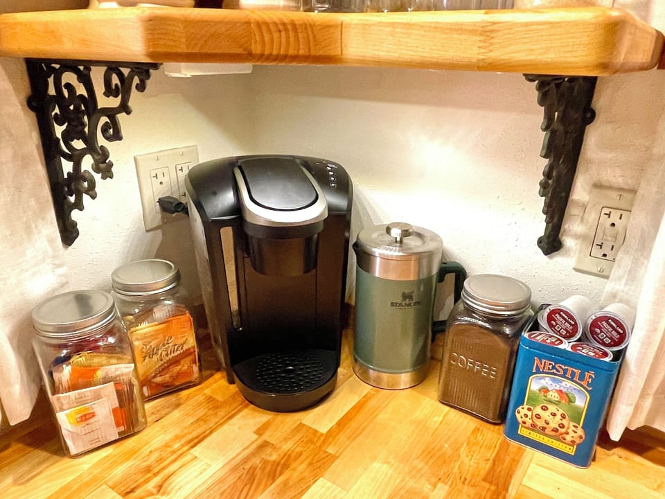 Keurig and French Press options for coffee.  