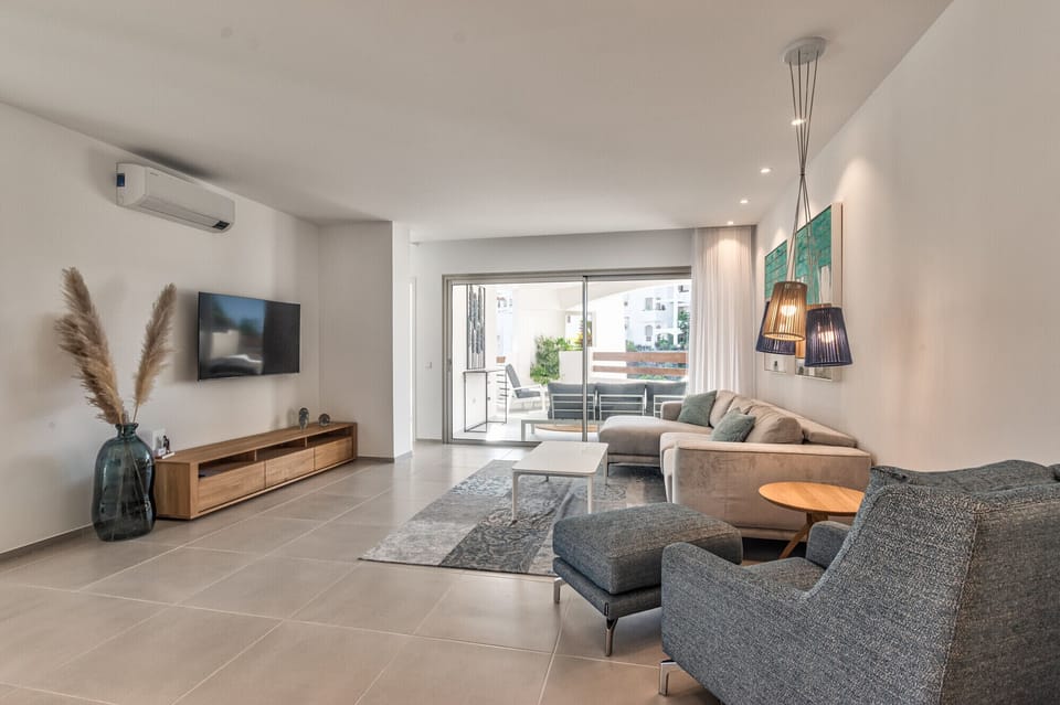 Living room with large terrace
