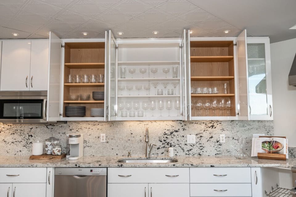 Fully stocked with glassware, cookware, plates - anything you could want can be found here!