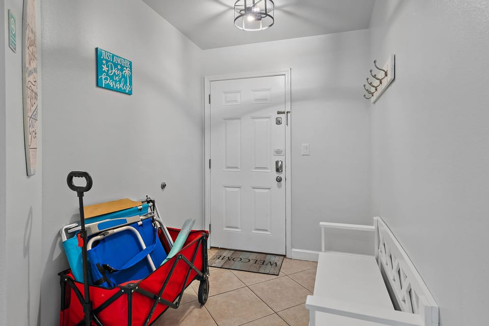 Entry with beach gear