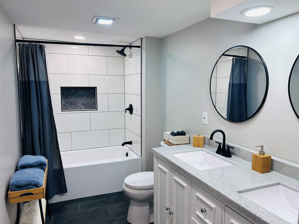 Basement bathroom with tub/shower combo