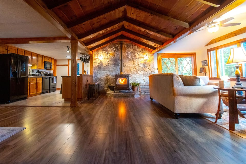 Open format living room/kitchen area