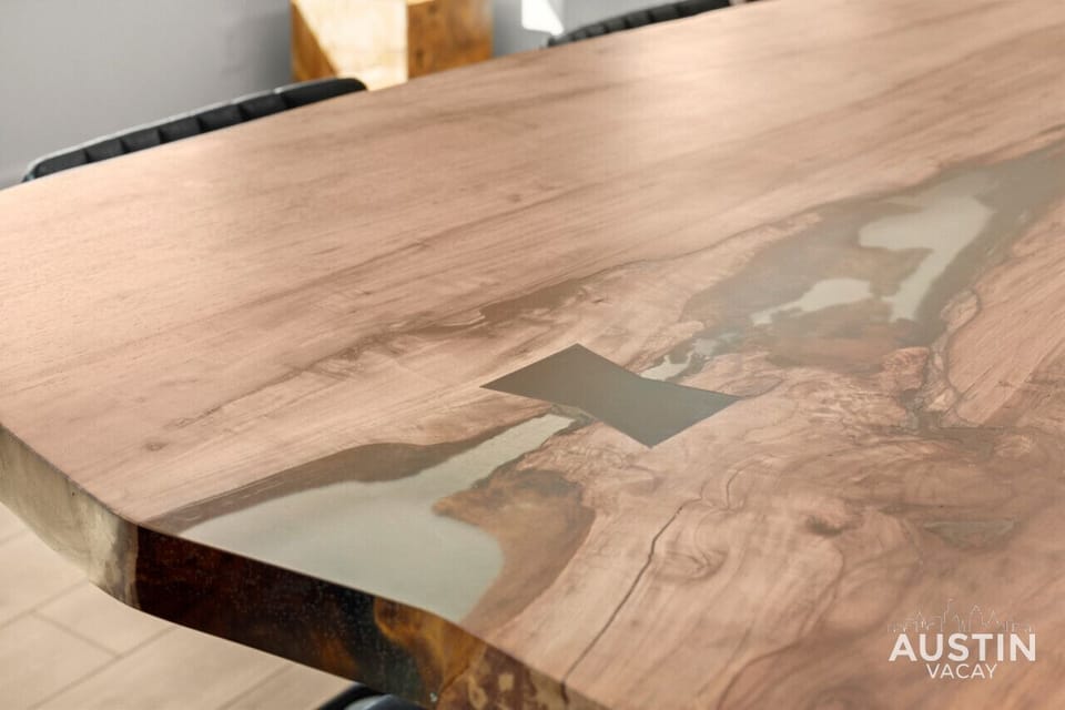 Details of our grand 17 foot custom designed dining table
