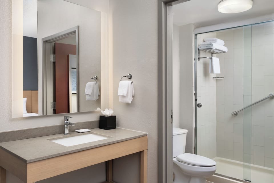 Room, 1 King Bed | Bathroom | Designer toiletries, hair dryer, towels