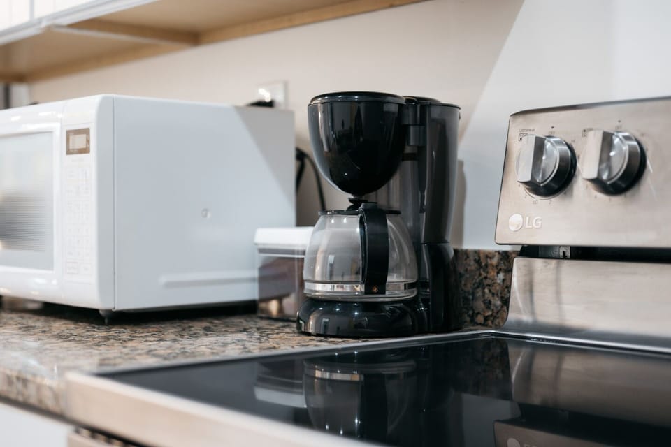 Coffee is on us! We provide regular coffee, cream, sugar and filters for your convenience.