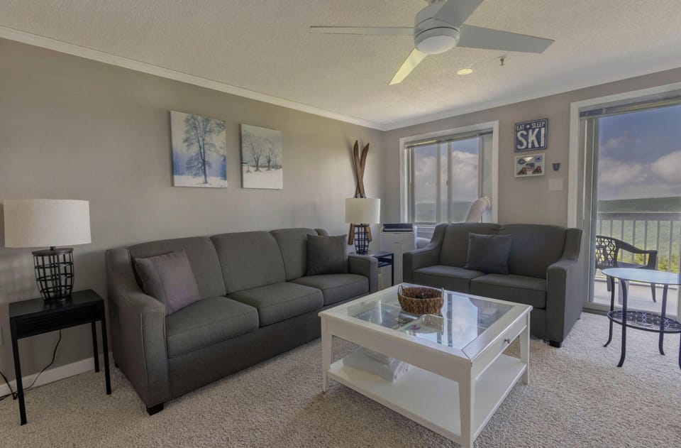 The sleeper sofa accommodates two additional people.