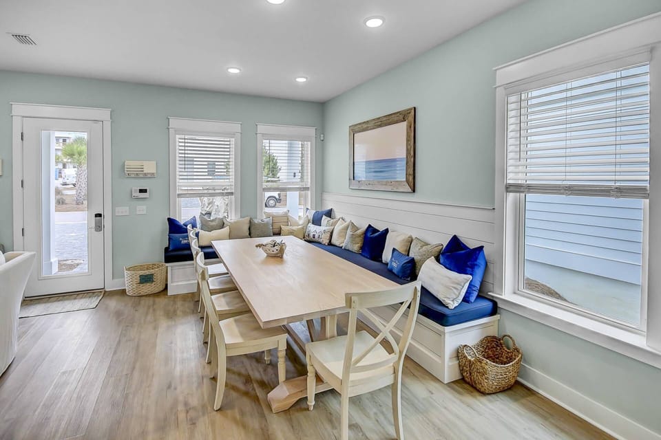 Custom made farm house table with seating for up to 10 people!