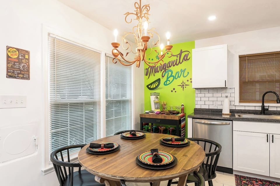 A bright and cheerful dining area that blends style and functionality.
