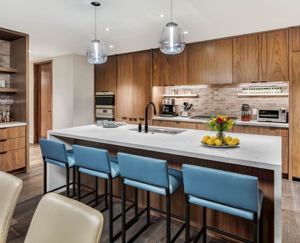 Chef's kitchen w/ Wolf 5-burner gas stove, Wolf ovens, K-Cup coffee & more.