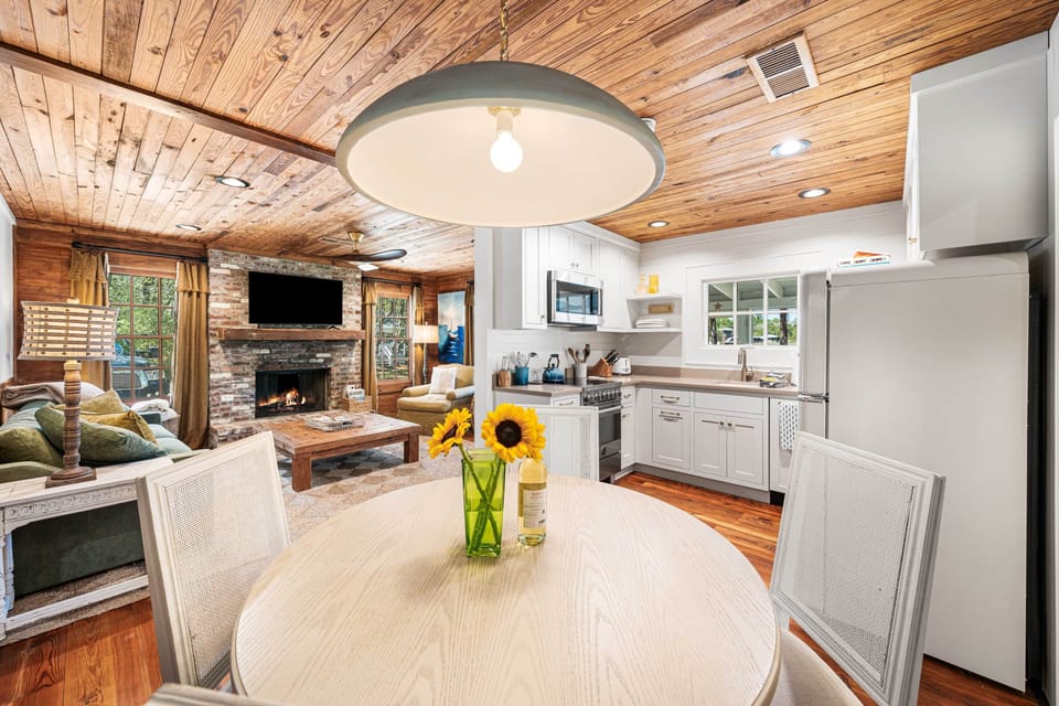 Dining table and kitchen