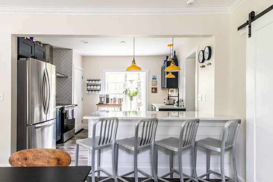 The kitchen has everything you need for a home-cooked meal or takeout!